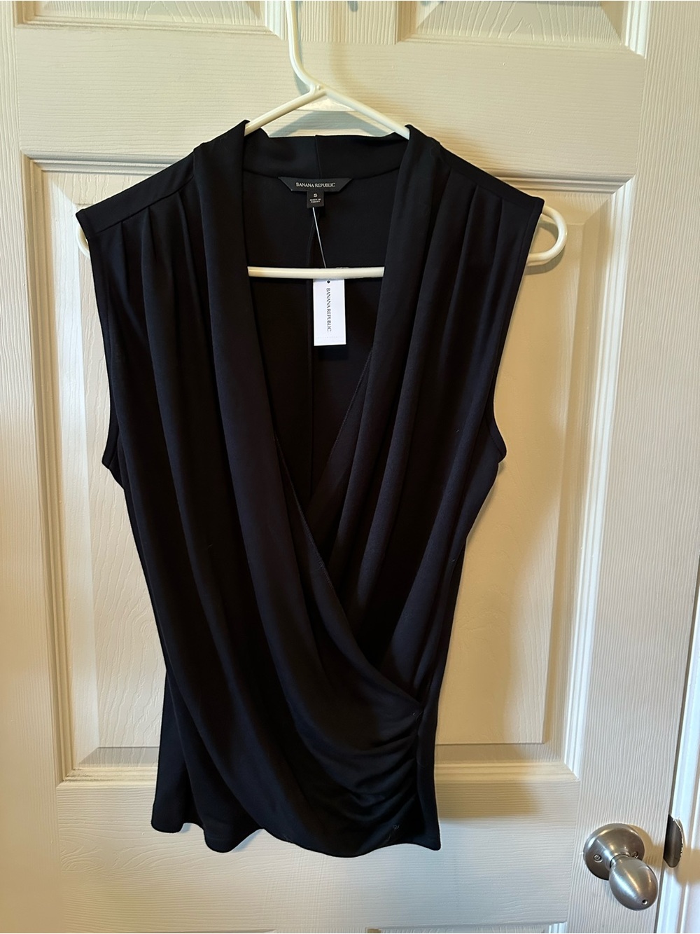 Banana Republic Black Sleeveless Surplice Top